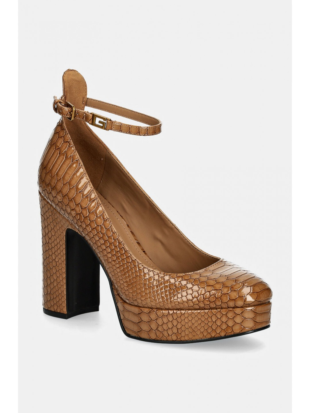 Lodičky Guess TEMIS5 hnědá barva na podpatku FLFTEM FAB08